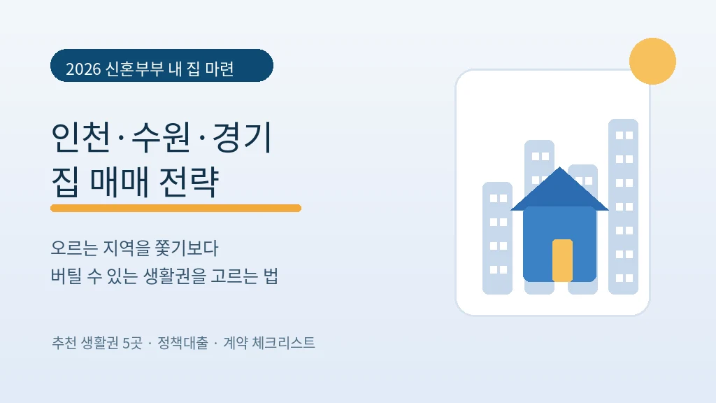 인천·수원·경기 신혼부부 집 매매 전략과 추천 생활권 5곳 대표 이미지